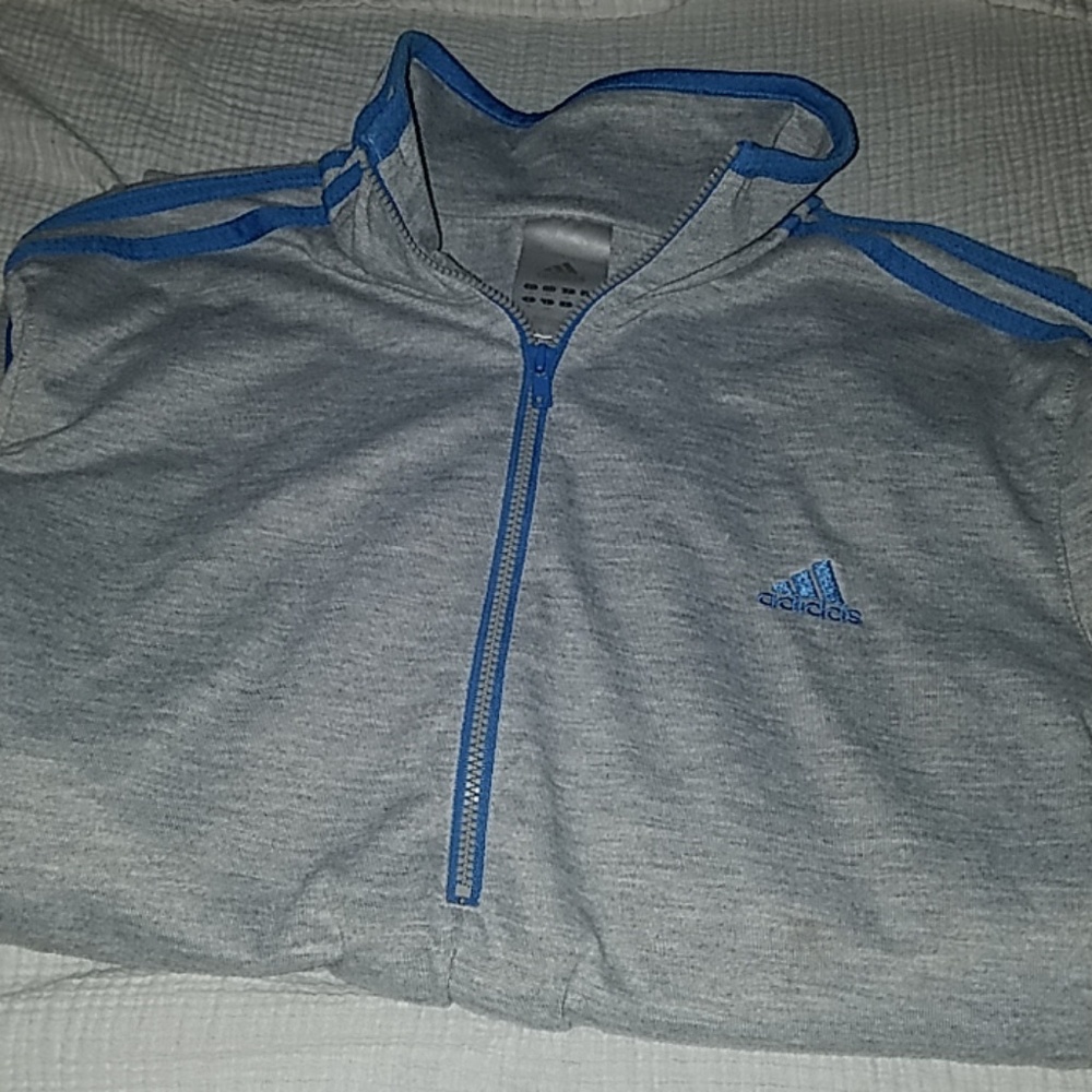 Adidas extra large quarter zip grey & blue shirt
